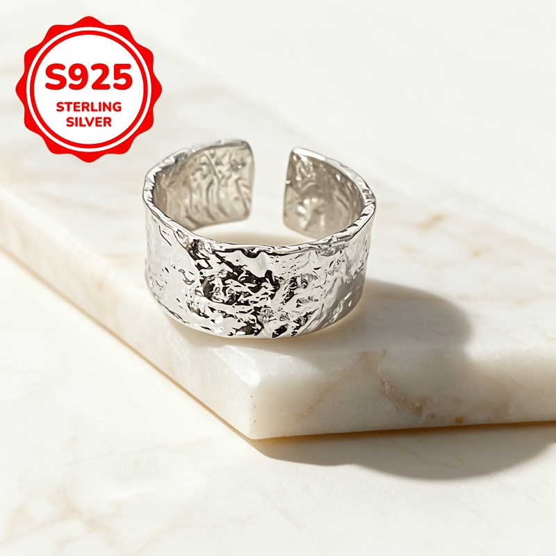 Women's 925 Silver Adjustable Tinfoil Ring